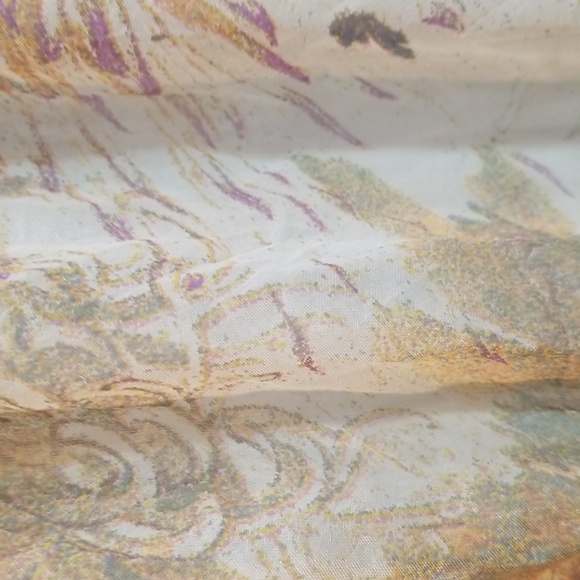 100% Silk size large flowing top, blouse, muted floral sheer sequins - Picture 5 of 12